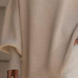 Wanwen Elegantni Džemper Od Vunene Mešavine Sa Oversize Siluetom I Širokim Zaobljenim Ovratnikom