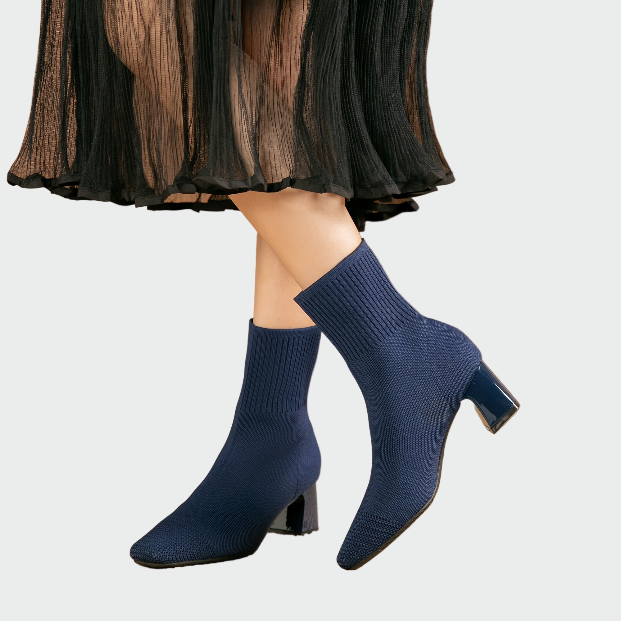 Ženske Pletene Ortopedske Čizme Bež Srednje Kvadratne Pete Za Cijeli Dan Udobne I Praktične