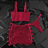 Amber Rouge Desir Lingerie Set Za Žene Bustier Konturiran Suknja S Bočnim Rezovima I Gaćice Usklađene