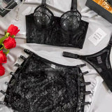 Amber Rouge Desir Lingerie Set Za Žene Bustier Konturiran Suknja S Bočnim Rezovima I Gaćice Usklađene