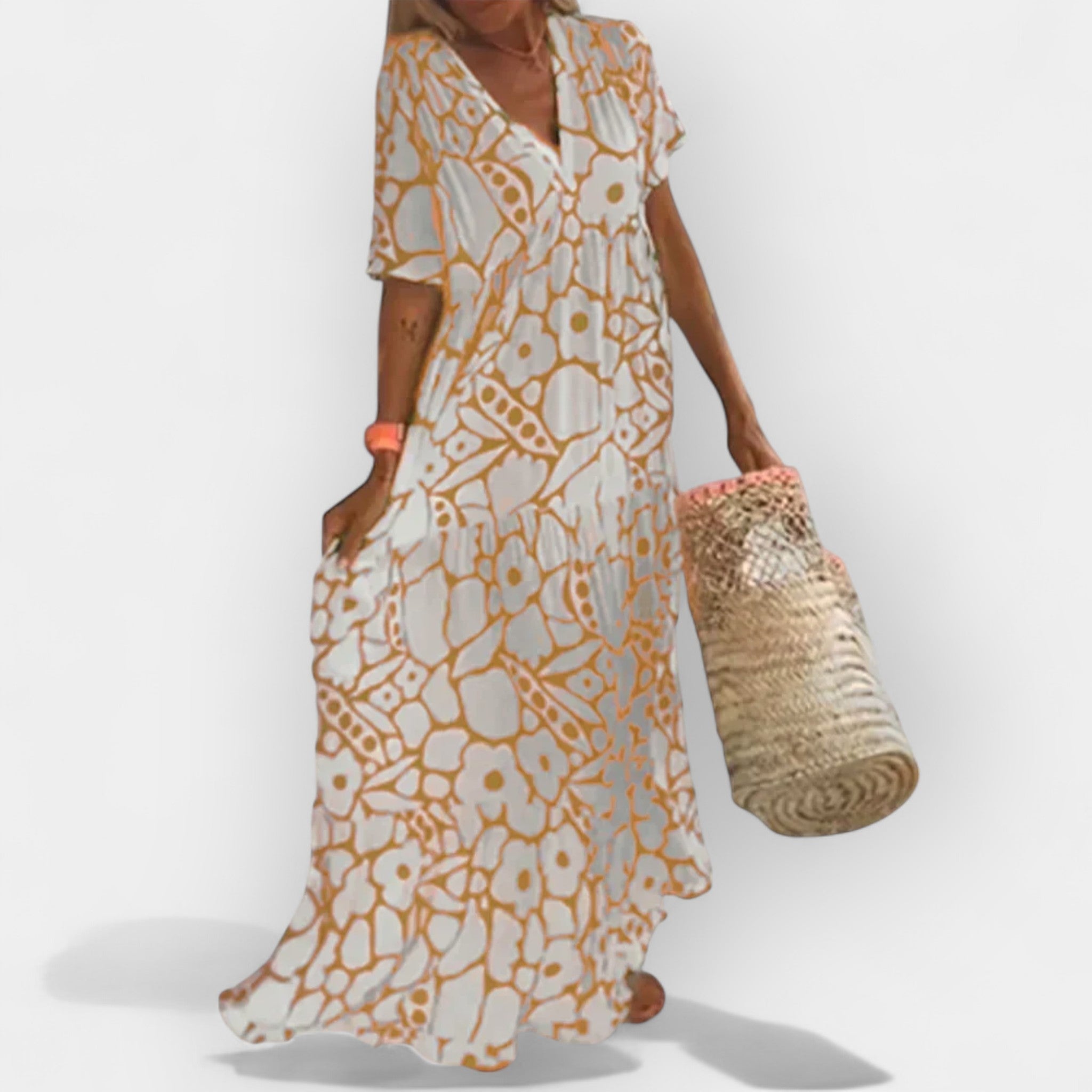 Ljetna Lagana Haljina Sa V Izrezom Dekolteom Sa Uzorom