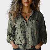 Bluza S Vintažnim Cvjetnim Uzorkom U Khaki Boji Za Svečano