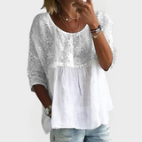 Bluza Elegantna Patchwork S Ušivenim Cvjetovima Za Ljeto