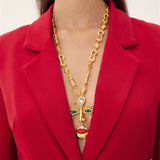 Ogrlica Za Lice Sa Očima Crvene Usne I Nosom Retro Set Ogrlice I Naušnice Za Modne Outfite