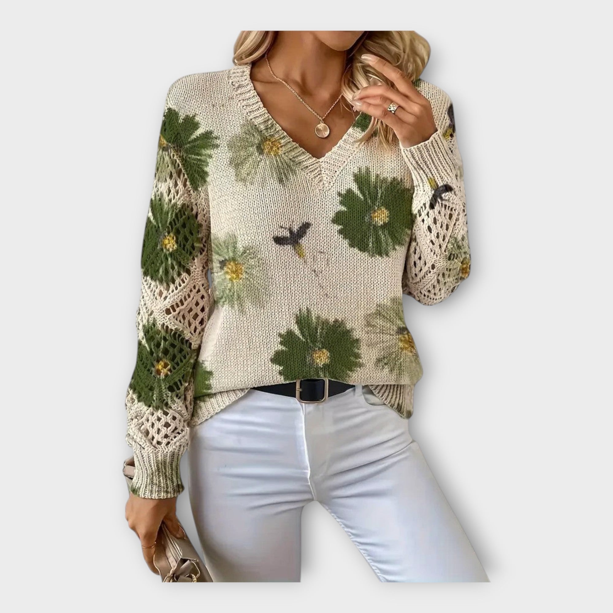 Pletena Bluza Sa Detaljima Čipke Za Sve Prigode I Stil