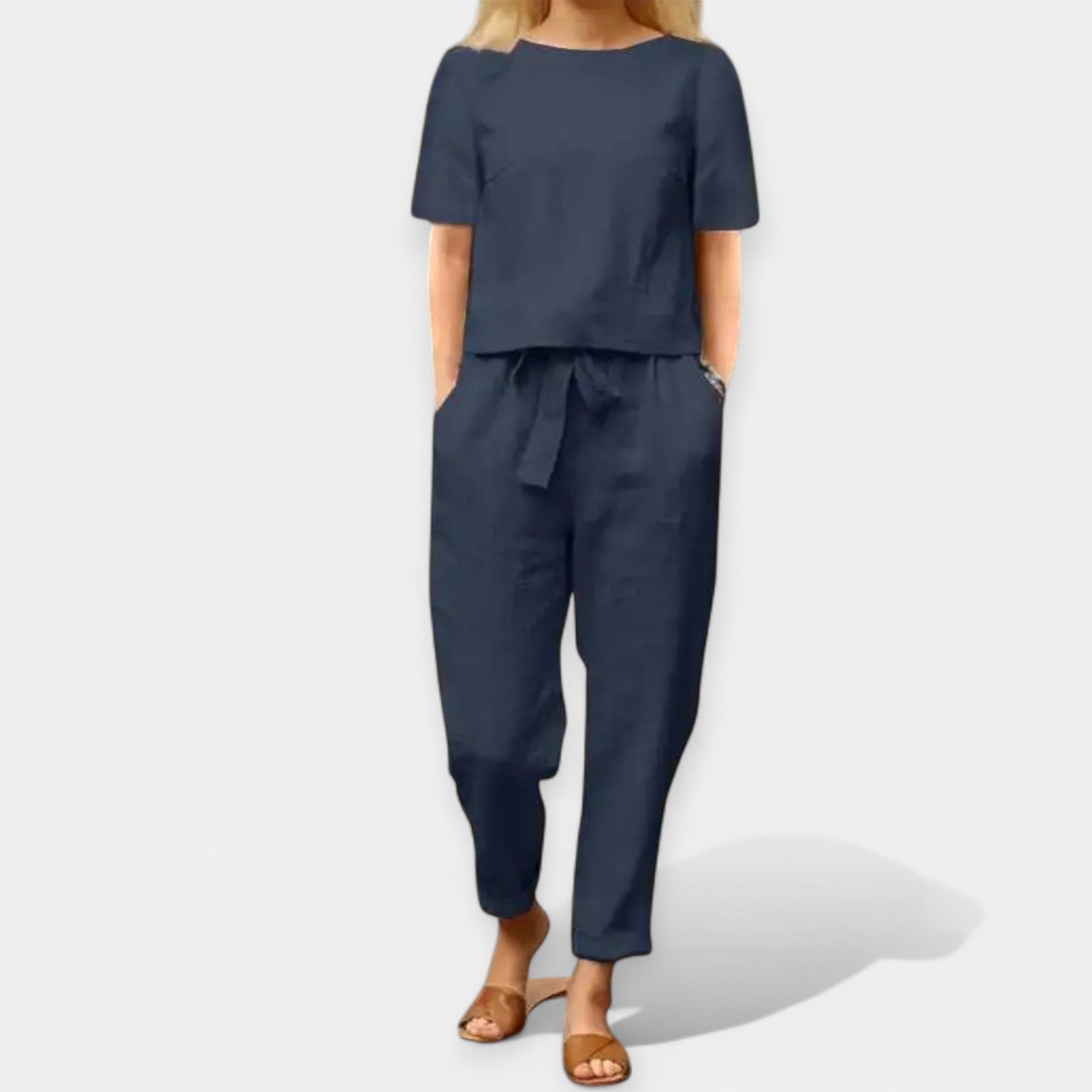 Ljetni Dvobojni Prozračni Komplet S Bluzom I Hlačama