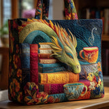 Handcrafted Bag - Dragon Reading Books and Cups