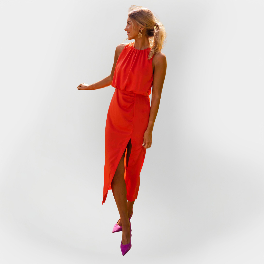 Haltersko Vratni Izrez Haljina Sa Slitom Lagana Tkanina