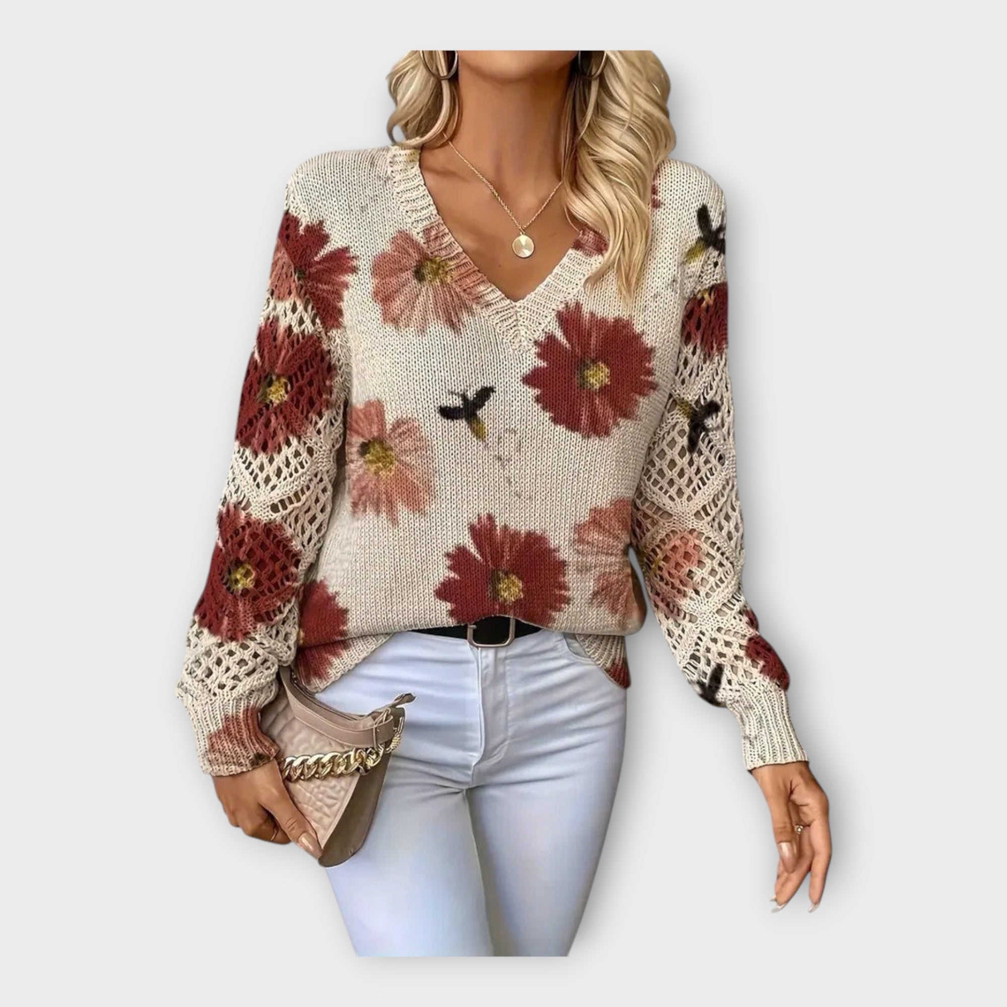 Pletena Bluza Sa Detaljima Čipke Za Sve Prigode I Stil