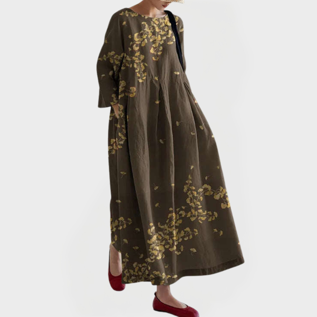 Elegantan Lanena Maxi Haljina S Cvjetnom Čipkom Za Ljeto