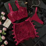 Amber Rouge Desir Lingerie Set Za Žene Bustier Konturiran Suknja S Bočnim Rezovima I Gaćice Usklađene