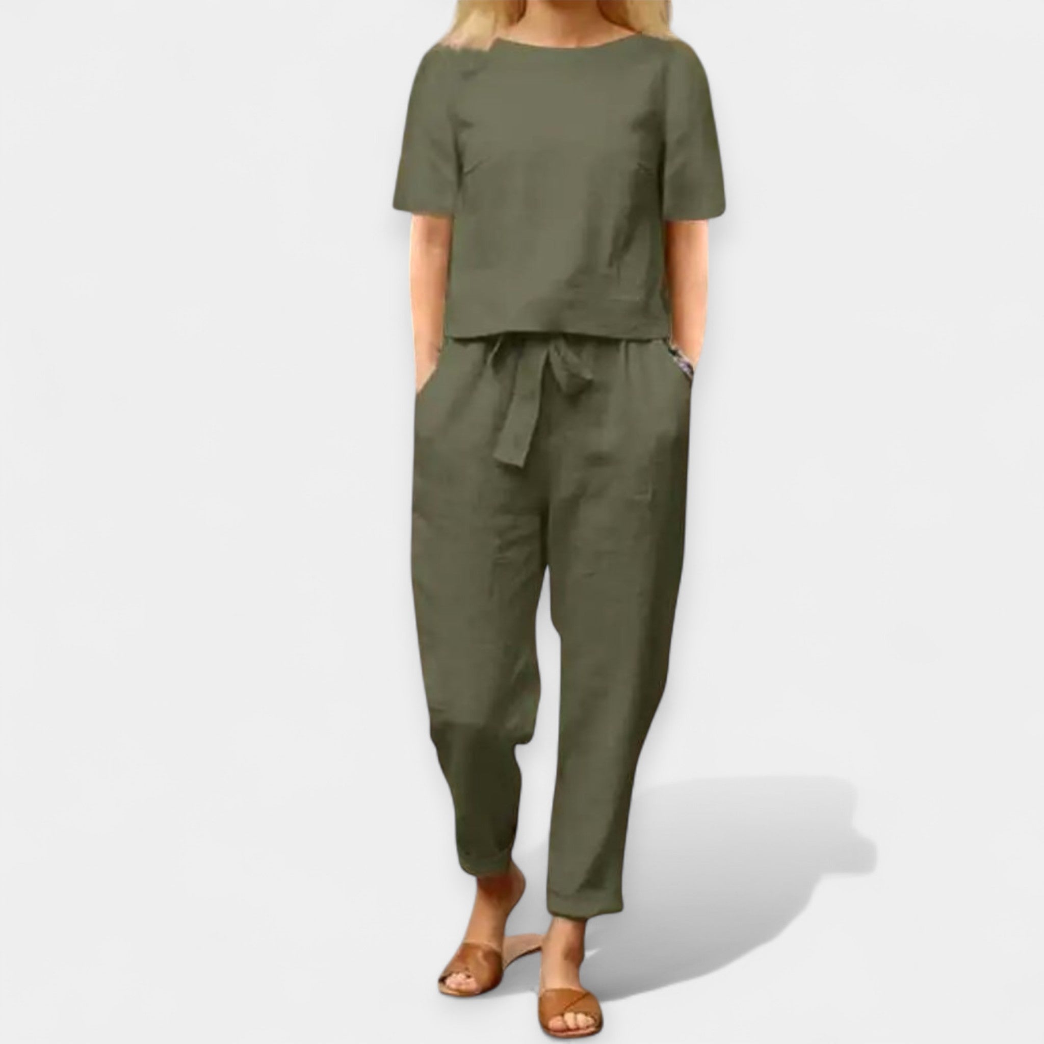 Ljetni Dvobojni Prozračni Komplet S Bluzom I Hlačama