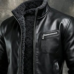 Hernando - Chaqueta de piel cálida en color negro forrada con sherpa - Hala Madrid