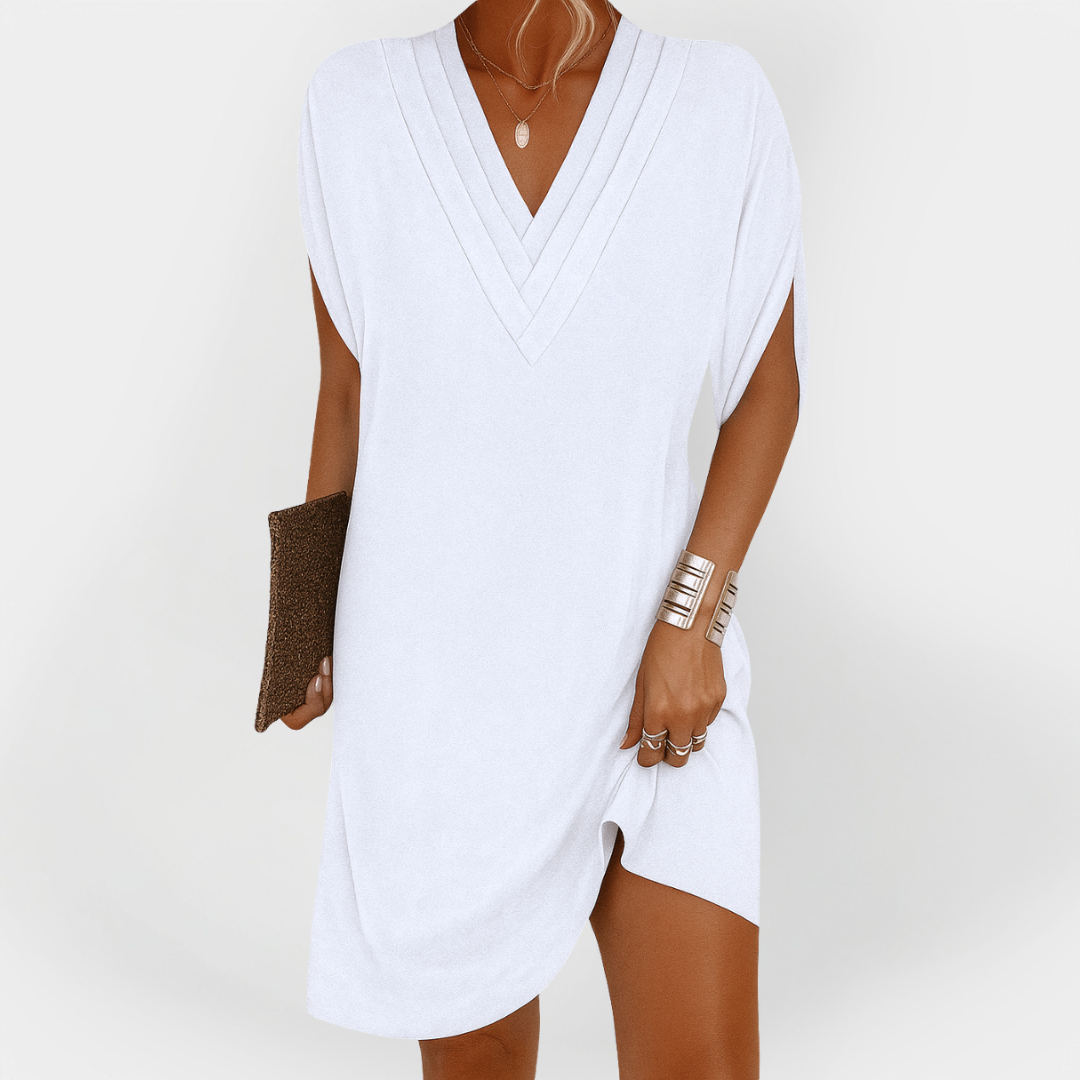 Elegantna Haljina S V Izrezom I Opuštenim Krojem Za Izlaske