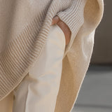 Wanwen Elegantni Džemper Od Vunene Mešavine Sa Oversize Siluetom I Širokim Zaobljenim Ovratnikom