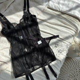 Alessandra Saten Noćna Haljina Crna Mirage Sa Prozirnim Mrežastim Dijelom I Detaljima Od Čipke Za Subtilnu Privlačnost