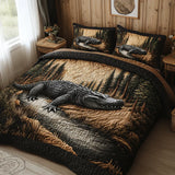 3 Piece Quilted Bedding Set – Forest Animals