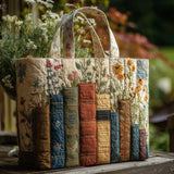 Handcrafted Quilted Bag - Books and Flowers
