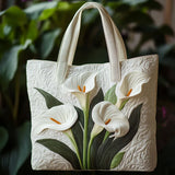 Handcrafted Quilted Bag - White Arums