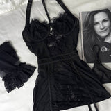 Élisa Crni Set Donje Rublje Allure Od Čipke Tri Komada Elegantno Sofisticirano Luksuzno