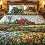 3 Piece Quilted Bedding Set – Happy Farm