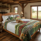 3 Piece Quilted Bedding Set – Happy Farm