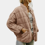 Ženska Khaki Kapitone Jakna Oversize Udobna i Elegantna