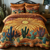 3 Piece Quilted Bedding Set – Cactus Sunrise
