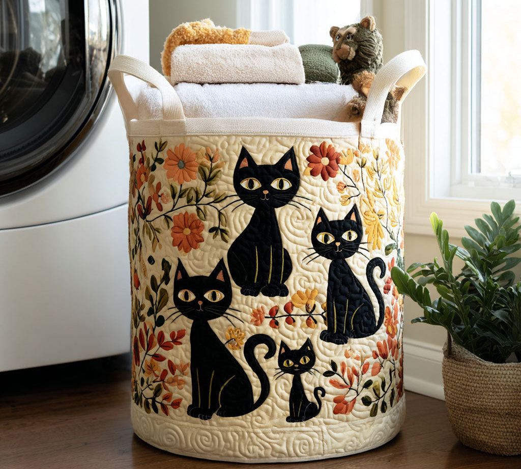 Handcrafted Cat-Themed Laundry Basket