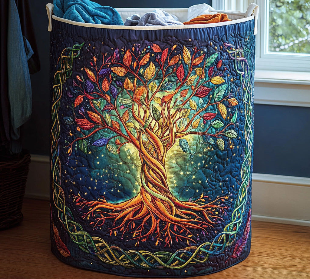 Handcrafted Laundry Basket - Tree of Life Design