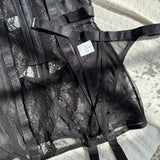 Alessandra Saten Noćna Haljina Crna Mirage Sa Prozirnim Mrežastim Dijelom I Detaljima Od Čipke Za Subtilnu Privlačnost