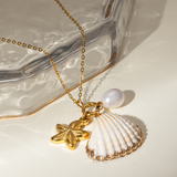 Flavie Ogrlica Sa Školjkom I Morskom Zvijezdom Bisernim Detaljima Za Plažni Boho Stil