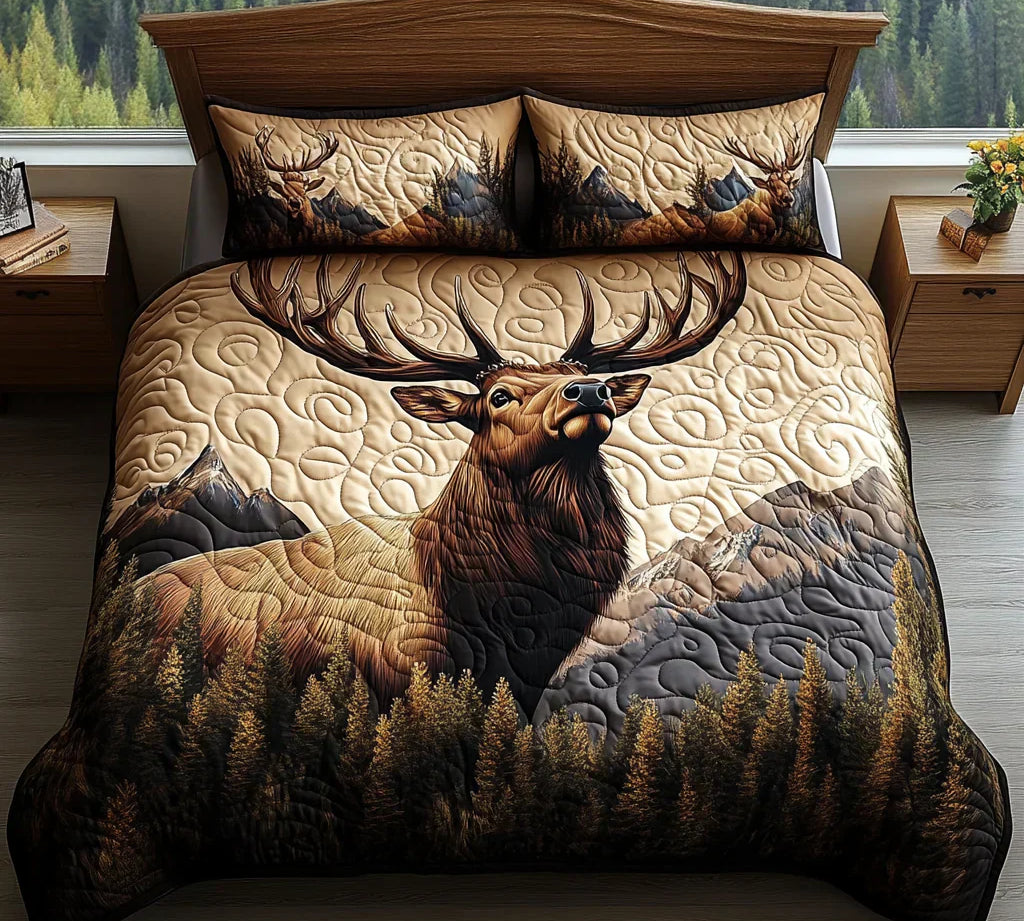 3 Piece Quilted Bedding Set – Forest Animals