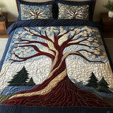 3 Piece Quilted Bedding Set – Forest Harmony