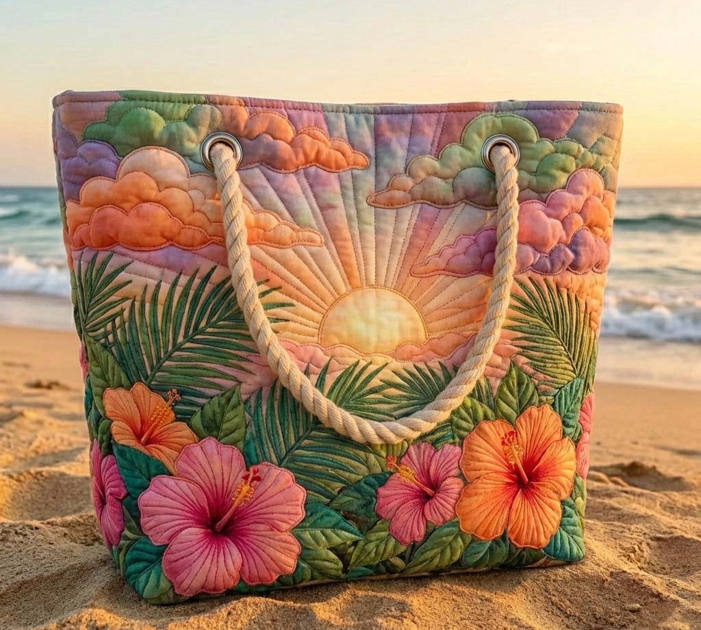 Tropical Dawn Handmade Beach Tote
