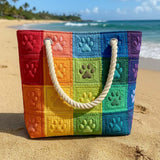 Custom Beach Tote with Paw Print Accent