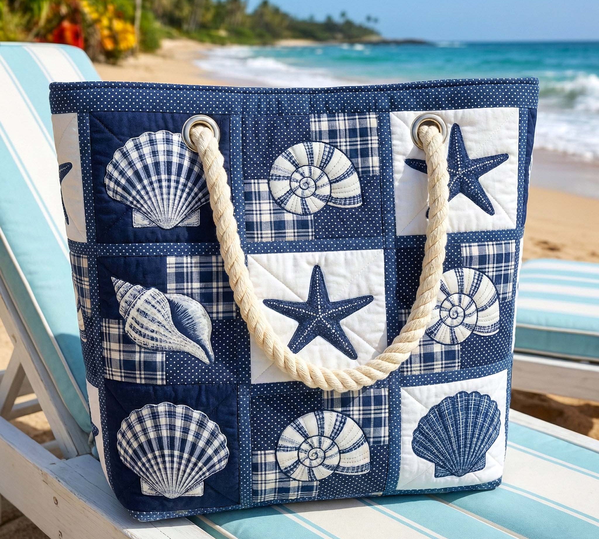 Artisan Beach Tote | Tranquil Shells Design