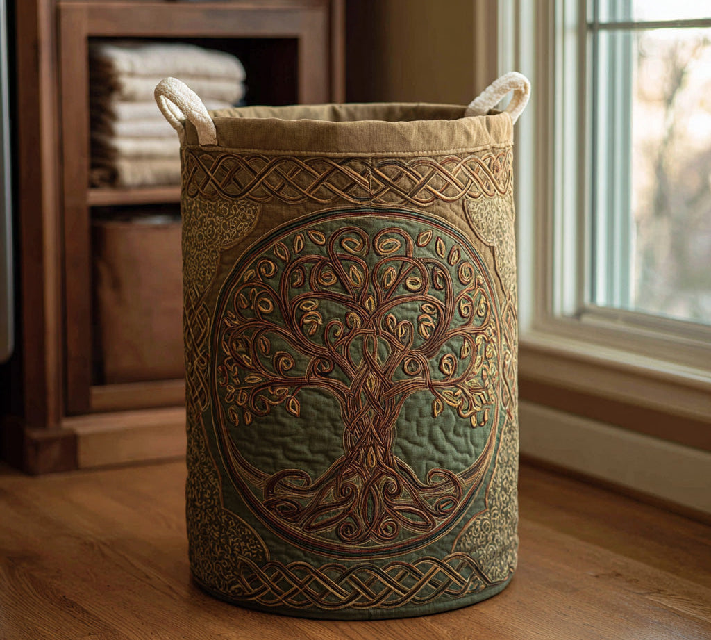 Handcrafted Laundry Basket - Tree of Life Design