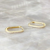 Ashlyn Sleepers Zlatne Ovalne Naušnice Draguljima Zlatnim Premazom Elegantan Stil