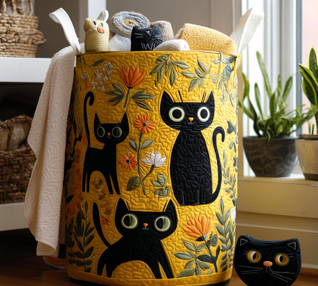 Handcrafted Cat-Themed Laundry Basket