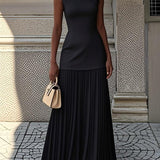 Serena Plisirana Maxi Haljina Bez Rukava Za Elegantnu Siluetu S Tečnim Padom Tkanine I Pokretom