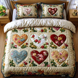 3 Piece Quilted Bedding Set – Loving Hearts