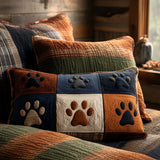 Quilted Cushion Cover -  Meadow of Footprints