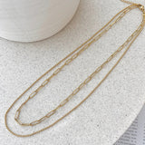 Dani Lančani Set Zlatni Lanac Sa Link Lancom I Tankim Loptastim Lančićem Uz Podešavanje Od 40 cm