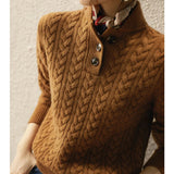 Arden Kašmir Džemper Sa Gumbima I Stojeći Ovratnik Moderan