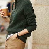 Arden Kašmir Džemper Sa Gumbima I Stojeći Ovratnik Moderan