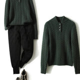 Arden Kašmir Džemper Sa Gumbima I Stojeći Ovratnik Moderan