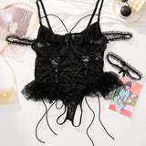 Camille Body Od Čipke Za Veliku Veličinu Senzualna Elegancija S Mrežastim Detaljima Podesive Naramenice I Prednje Vezanje