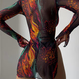 Mira Elastična Haljina S Apstraktnim Uzorkom Za Moderan I Elegantan Izgled Bez Napora