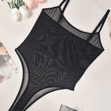 Sora Bodi Od Prozirne Mreže Subtilna Zavodljiva Udobna Silueta Sa Prozirnim Mrežnim Dizajnom I Prilagođavanjem